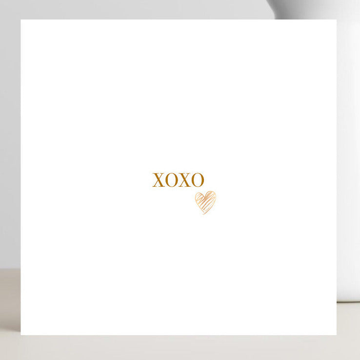 XOXO Valentine’s Day card with playful romantic design