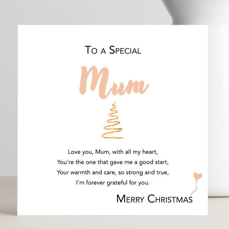Christmas card for a special mum with words of love.