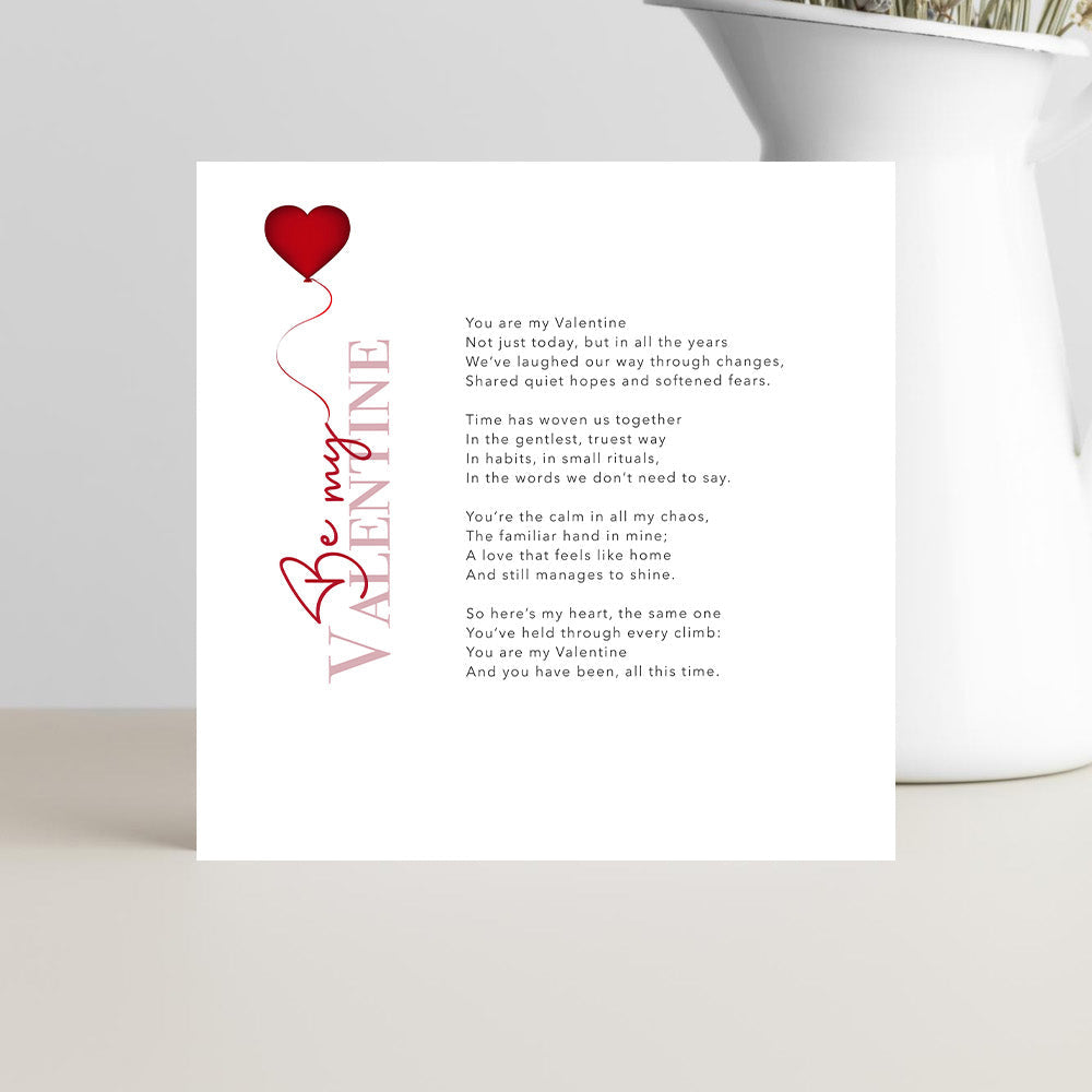 Be My Valentine romantic Valentine’s Day poem greeting card