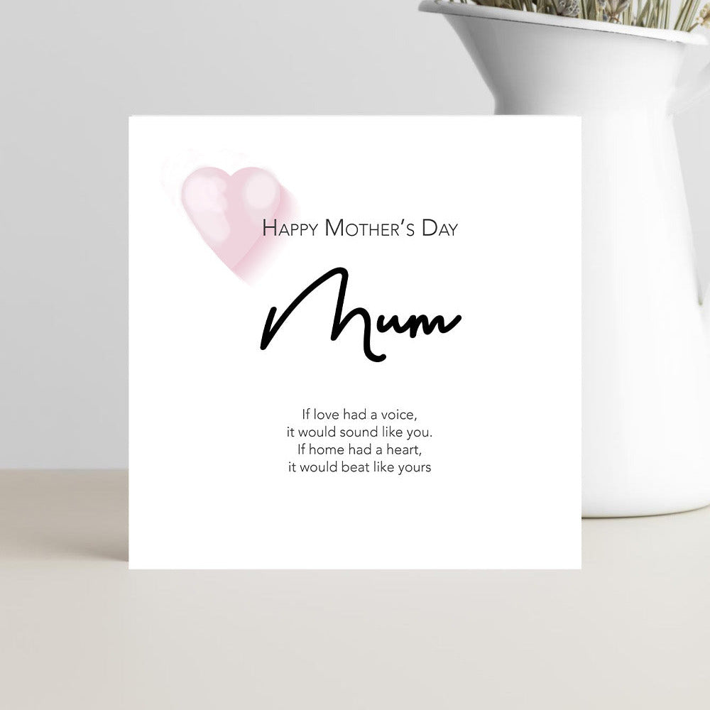 Mother’s Day card for mum with the words if love had a voice