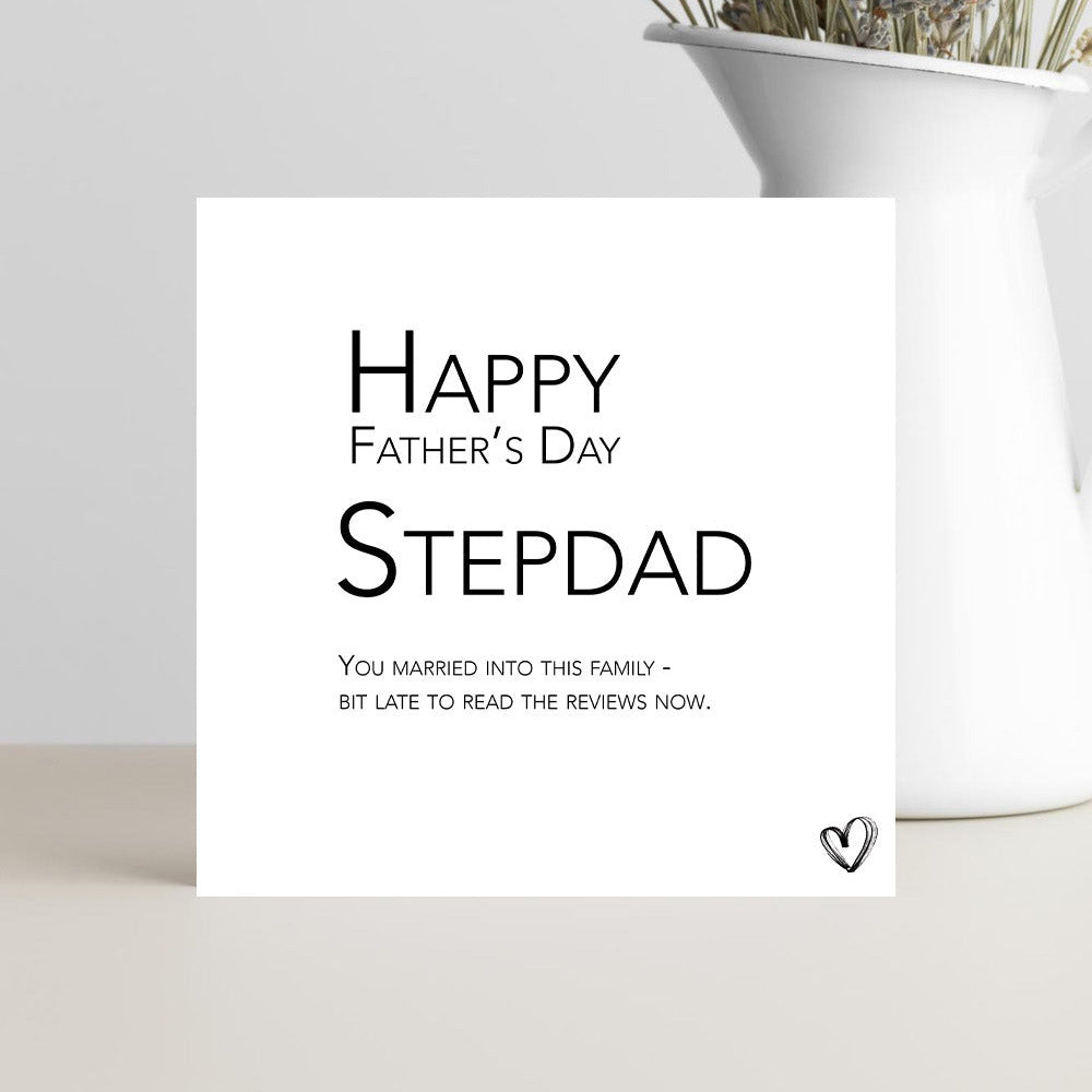Funny Father’s Day card for stepdad with appreciation message and modern design