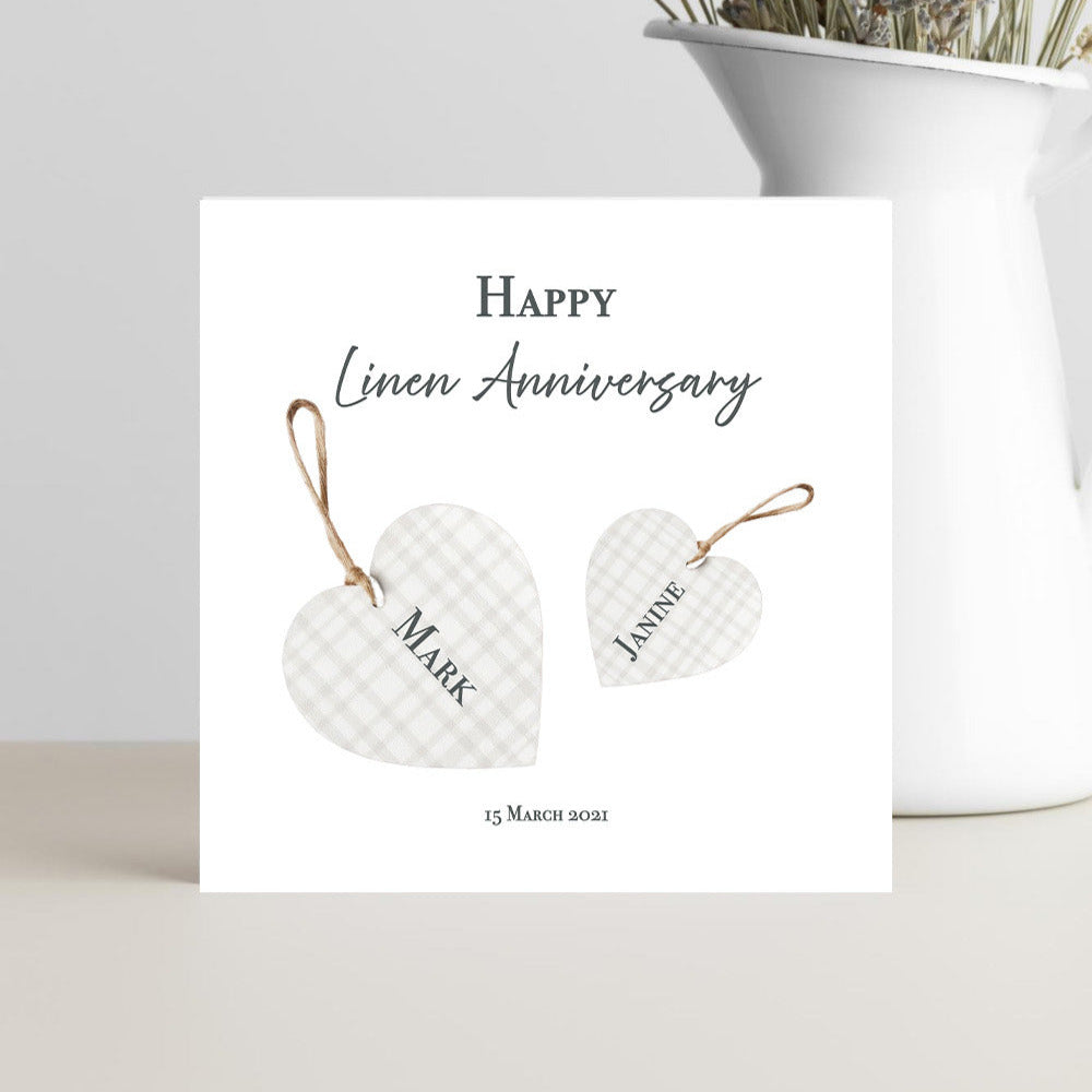 Personalised two hearts drawing with names and dates of 4 years married anniversary.