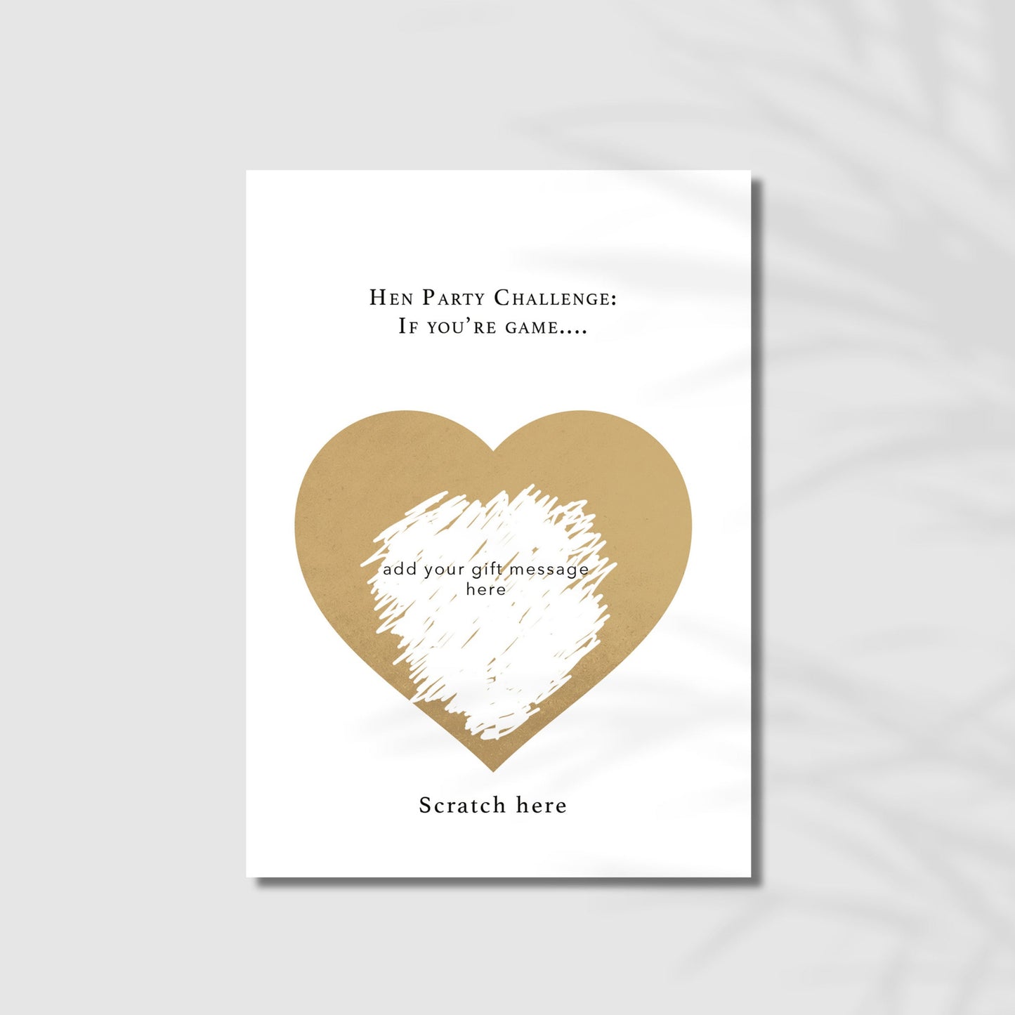 Personalised Hen party greeting scratch card for bachlorette fun.