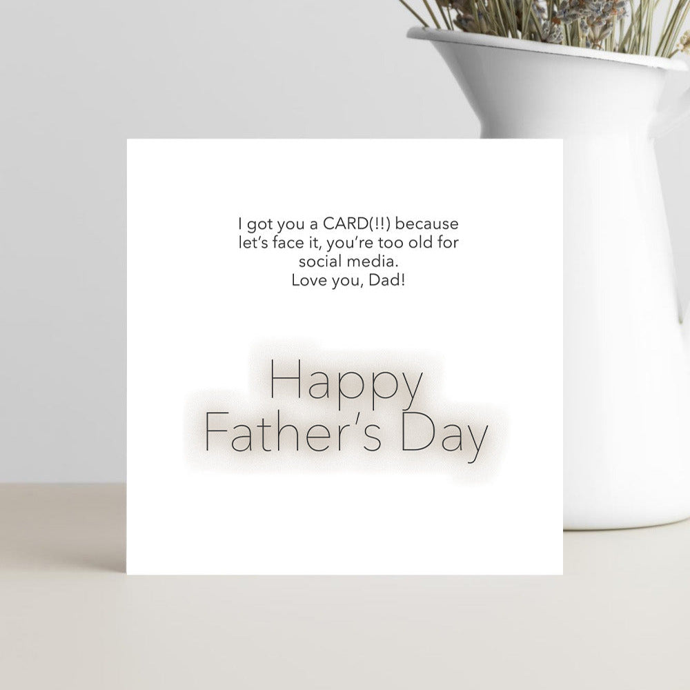 Funny Father’s Day greeting card with shadowed text calling Dad the ultimate champ, designed to make him smile and feel appreciated.