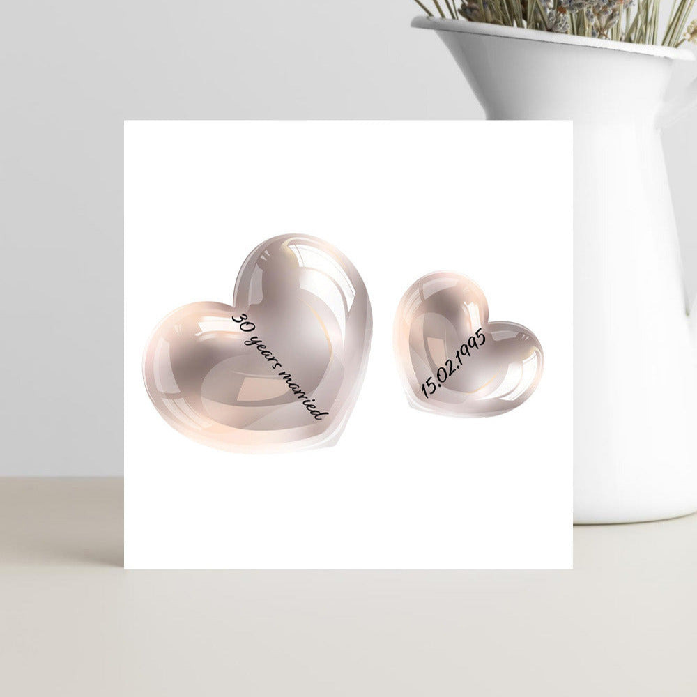 Pearl anniversary heart personalised card for 30 years married.