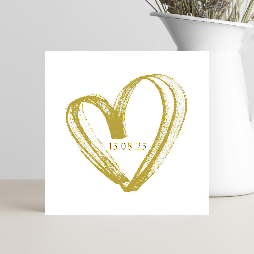 Gold Heart “The Day We Met” Card – Personalised Date Keepsake | Minimalist Love & Anniversary Card