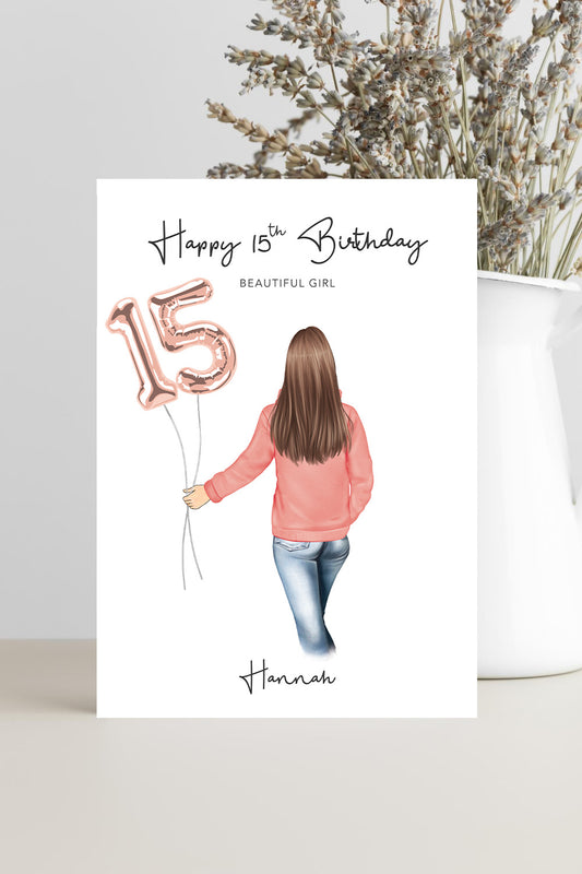 Birthday Card For Daughter (Personalised) – Happy 15th Birthday, Beautiful Girl