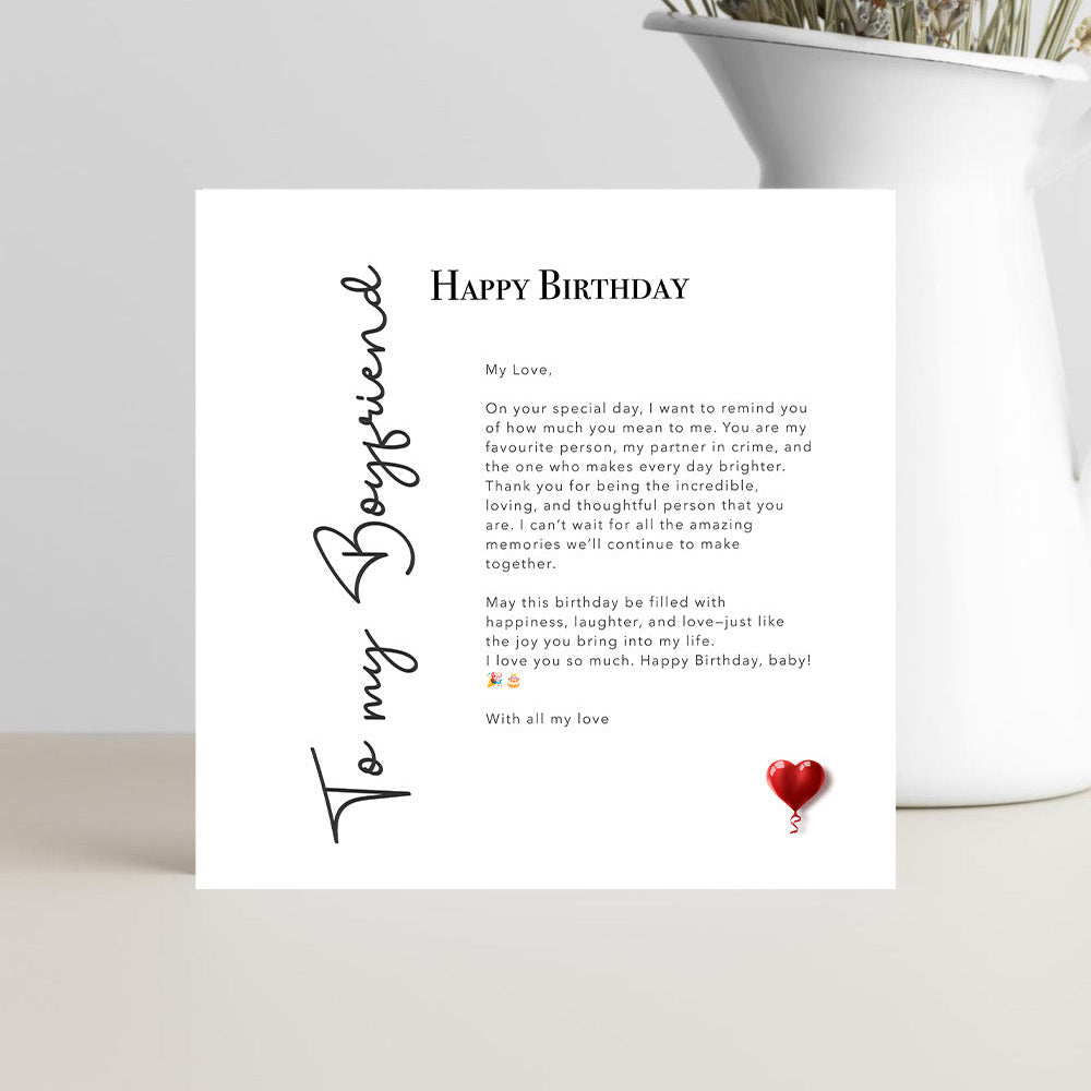 boyfriend birthday card love letter my love on your special day romantic card for him