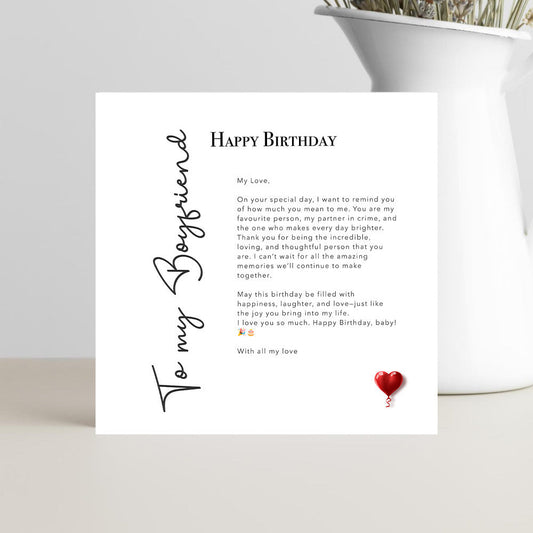 boyfriend birthday card love letter my love on your special day romantic card for him