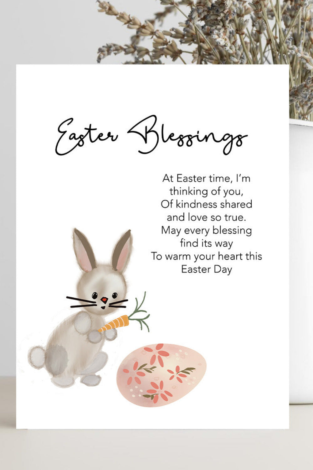 Thinking of You at Easter greeting card with blessing verse and minimalist spring design