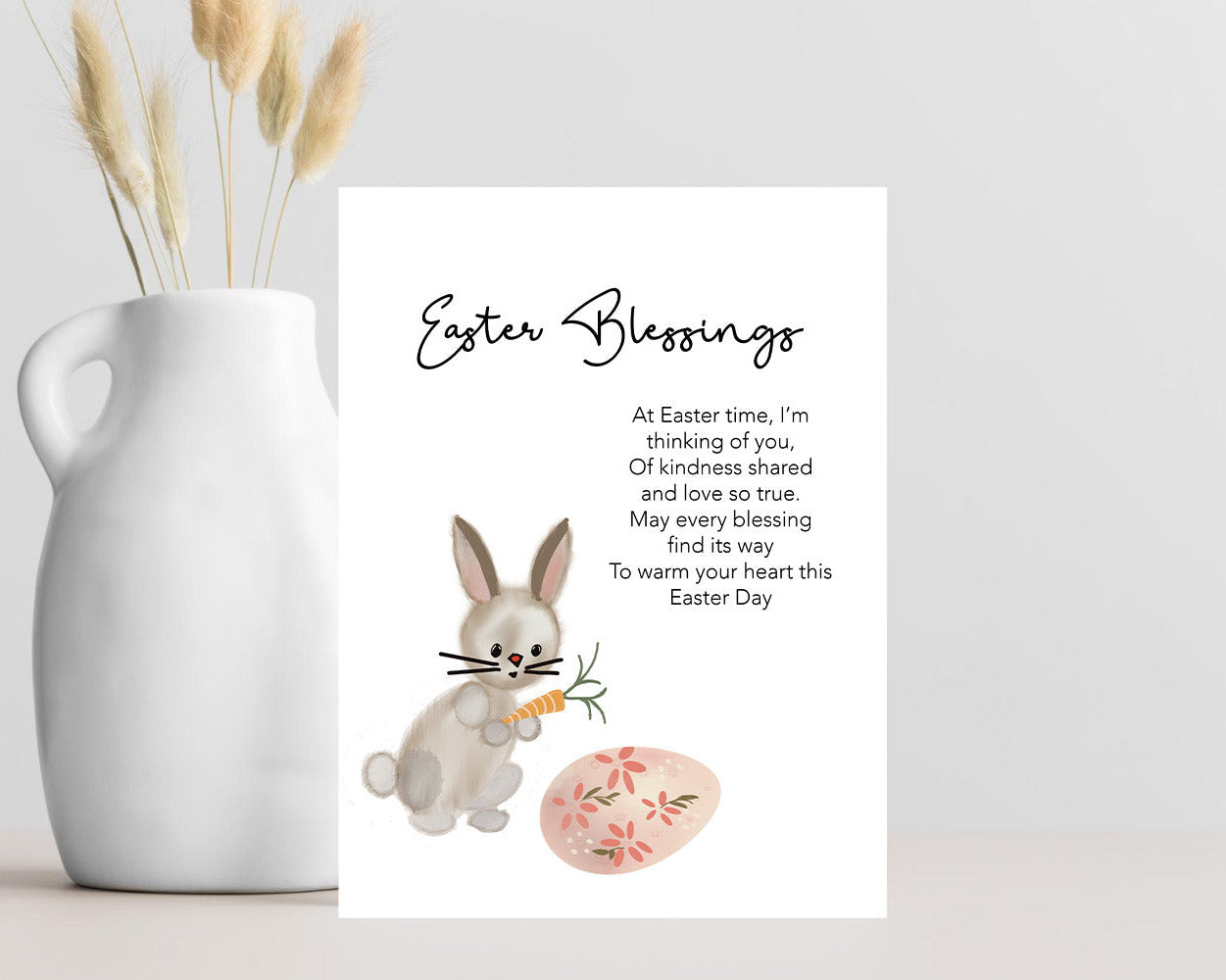 Thinking of You at Easter greeting card with blessing verse and minimalist spring design
