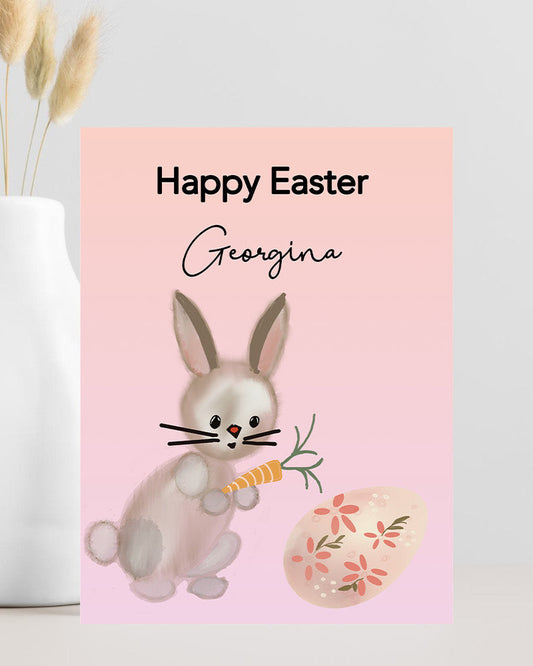Personalised Easter Bunny and Egg Card for Children
