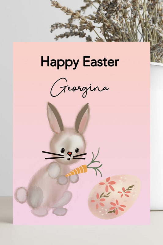 Personalised Easter Bunny and Egg Card for Children