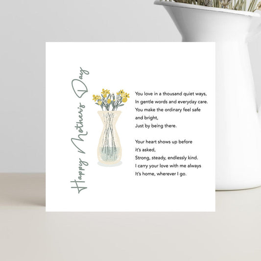 Mother’s Day greeting card with modern sentimental verse for a loving mum