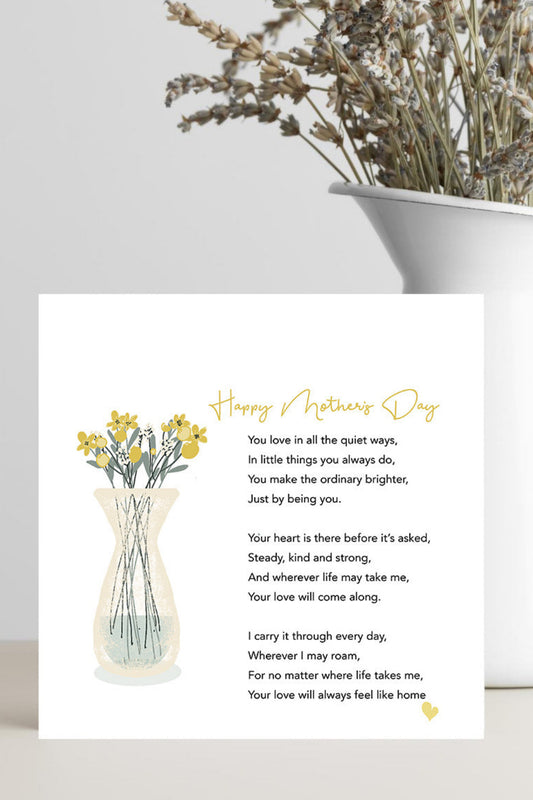 Mother’s Day greeting card with modern sentimental verse for a loving mum