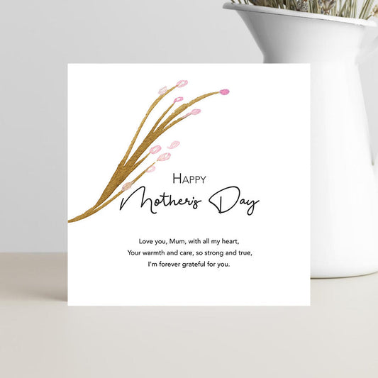 Mother’s Day greeting card with loving verse for mum expressing gratitude