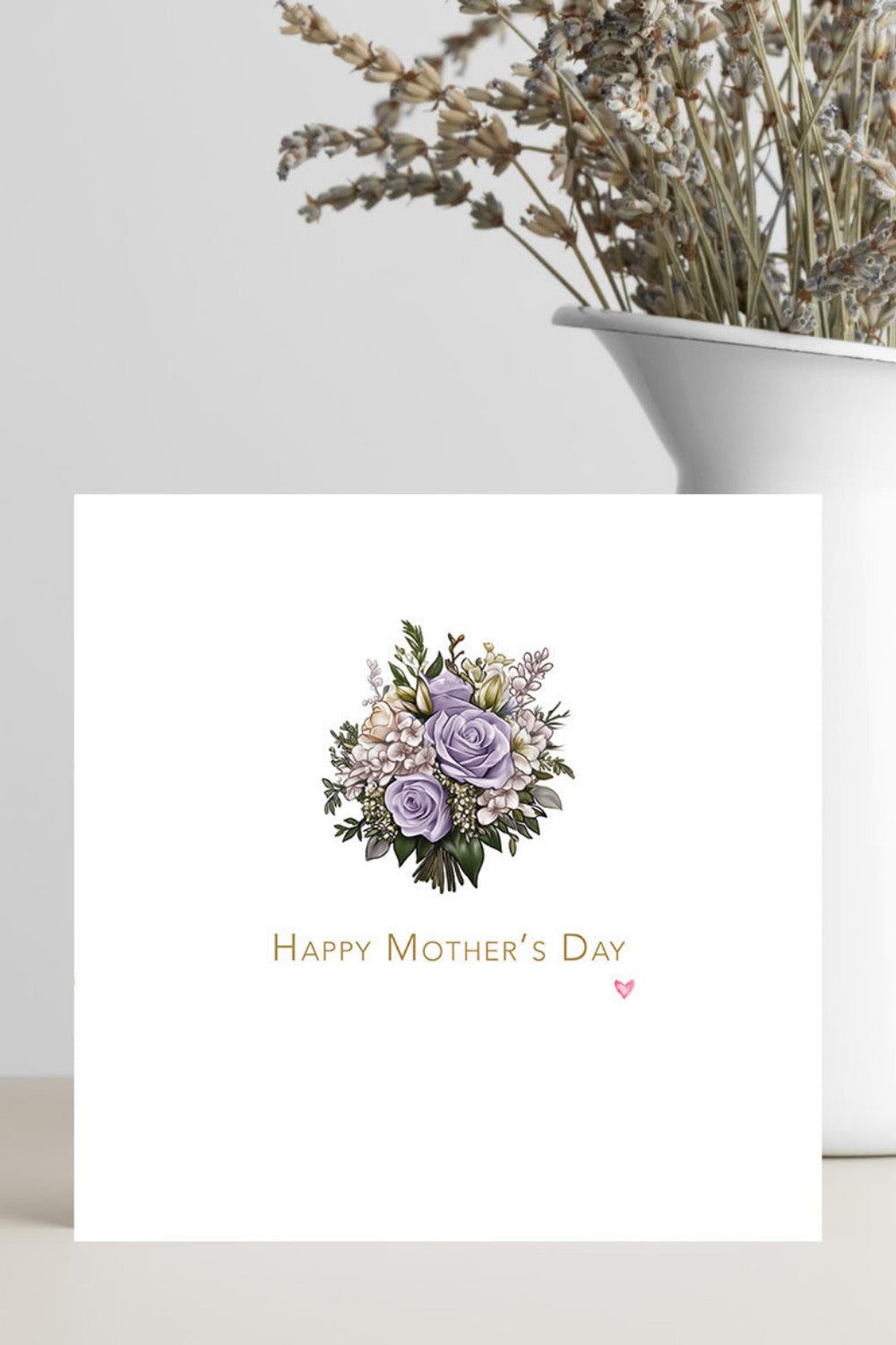 Simple Happy Mother’s Day card with purple flowers floral design