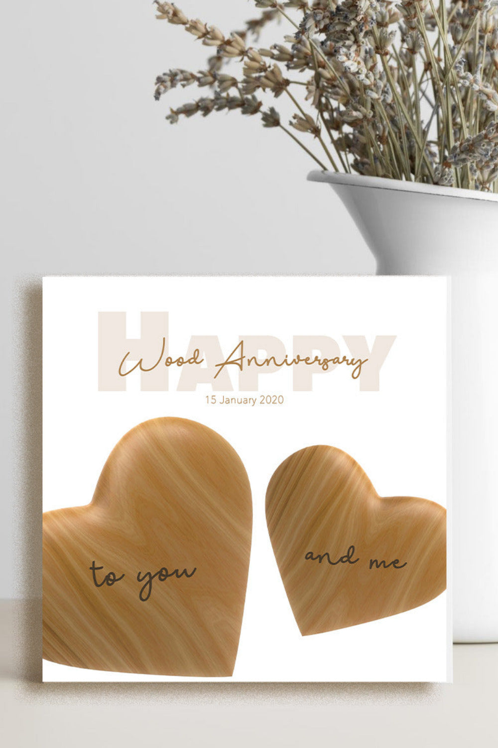 Wedding Anniversary Card - 5 Years Married, Wood Themed Card
