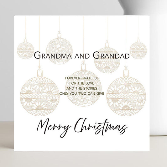 Grandma and Grandad Christmas card with grateful words of love.