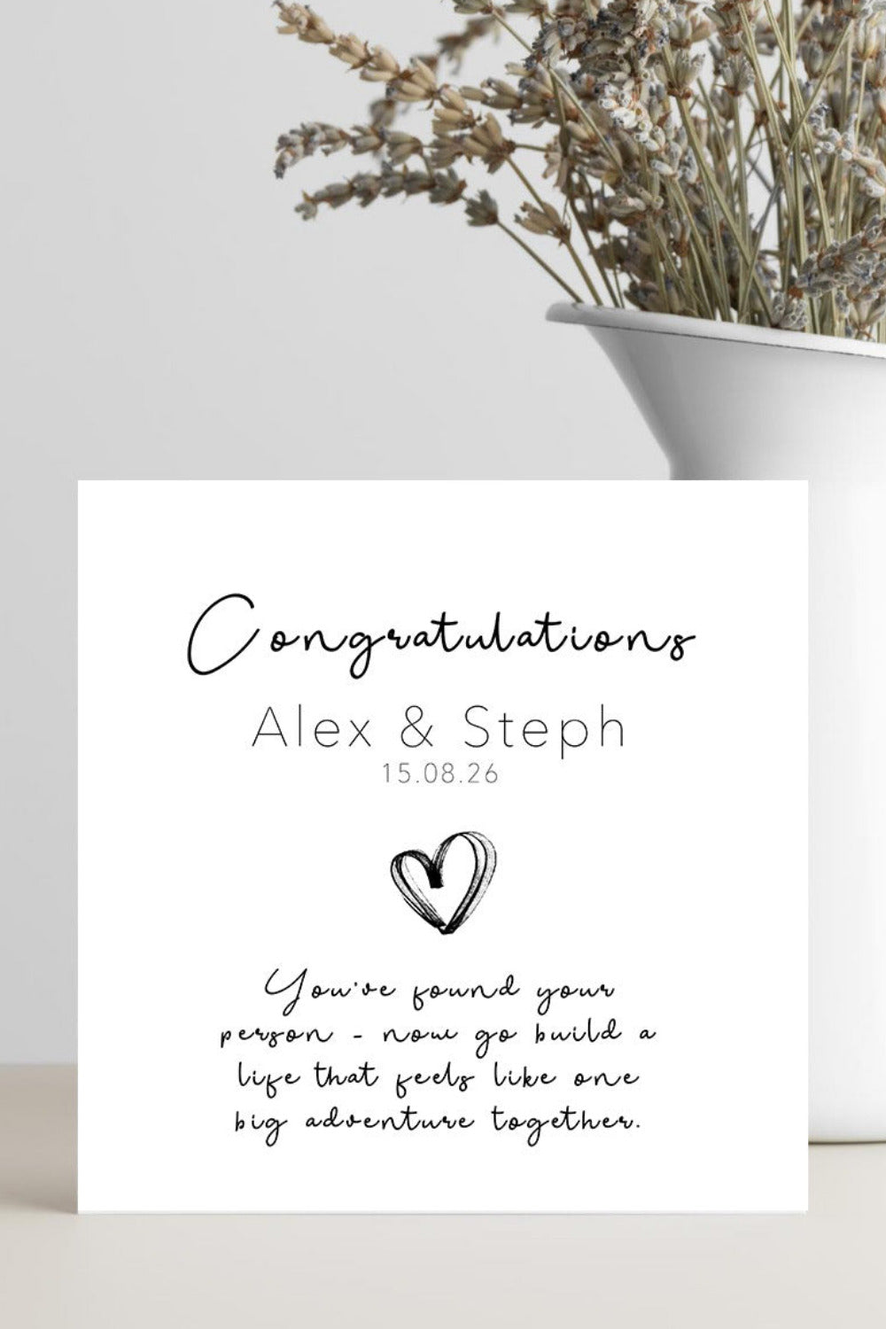 “Congratulations, You’ve Found Your Person” wedding day card with personalized date