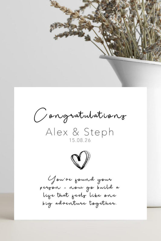 “Congratulations, You’ve Found Your Person” wedding day card with personalized date