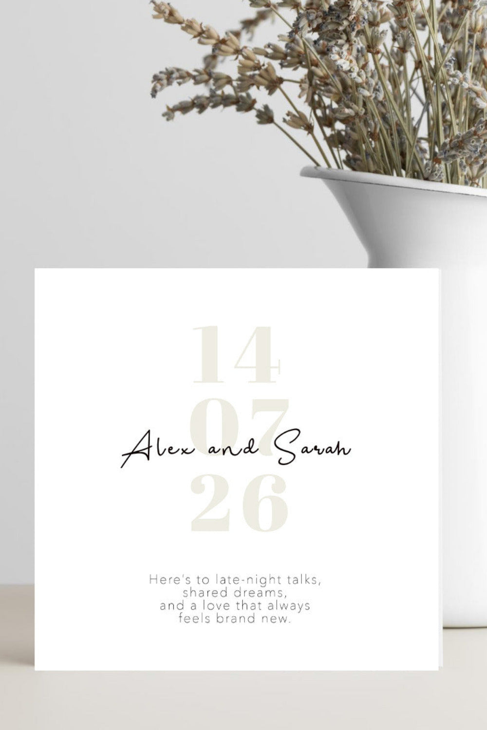 Minimalist wedding card with building a team marriage quote