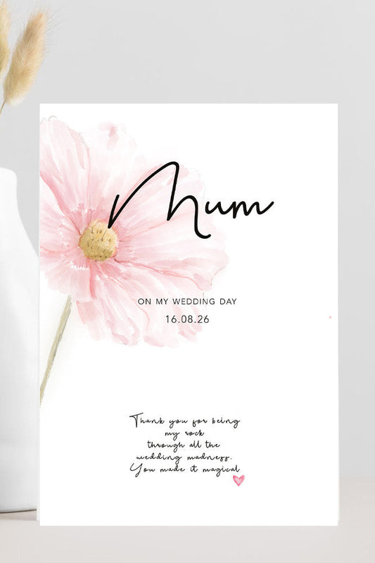 Wedding thank you card from bride to mum thanking her for being her rock and making the wedding magical