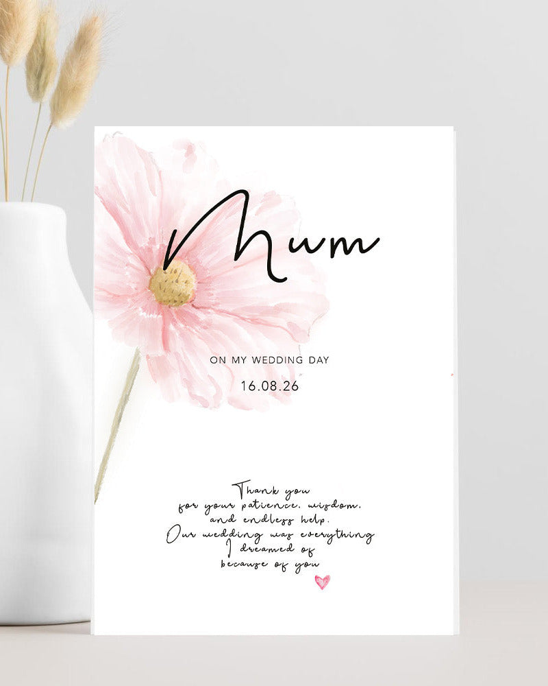 Wedding thank you card from bride to mum thanking her for patience, wisdom and endless help