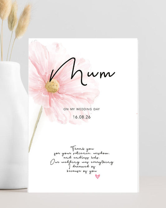 Wedding thank you card from bride to mum thanking her for patience, wisdom and endless help