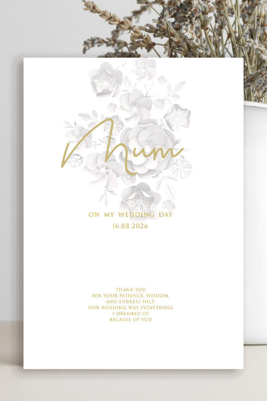 Wedding thank you card from bride to mum thanking her for patience, wisdom and endless help