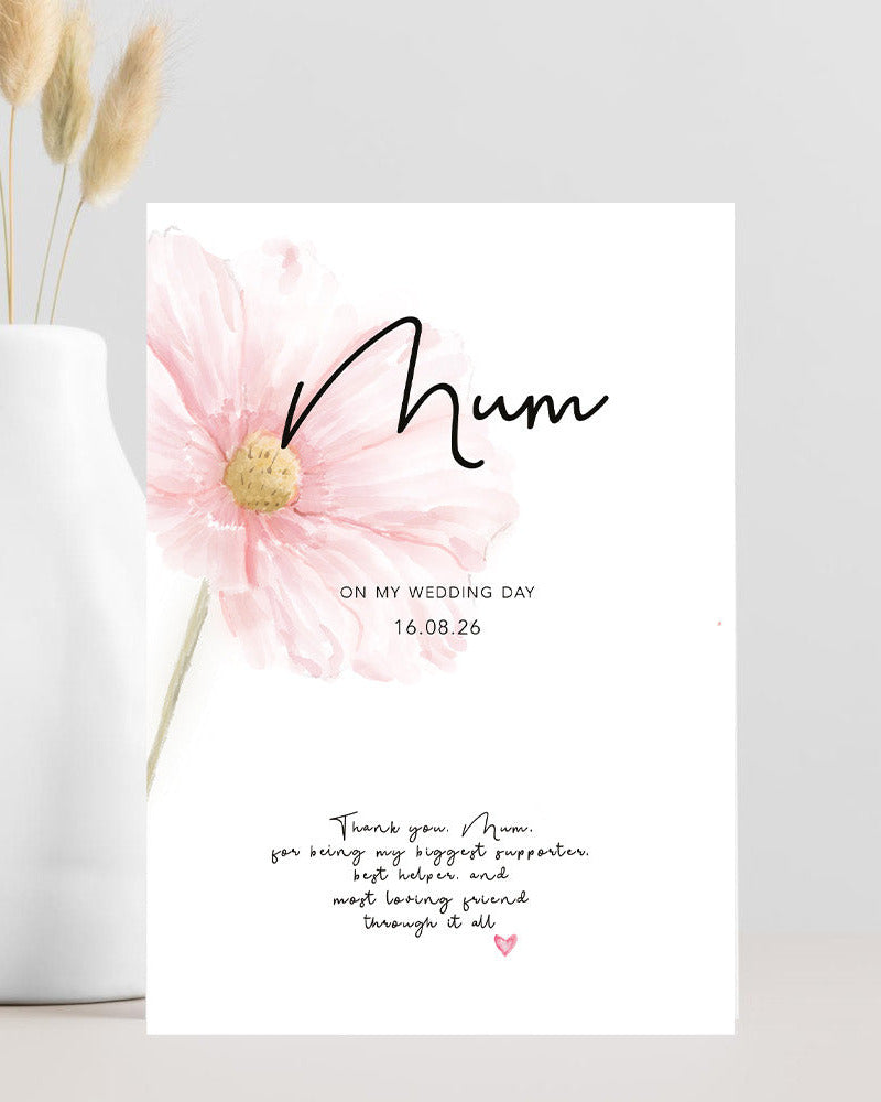 Wedding thank you card from bride to mum thanking her for being the best helper and biggest supporter