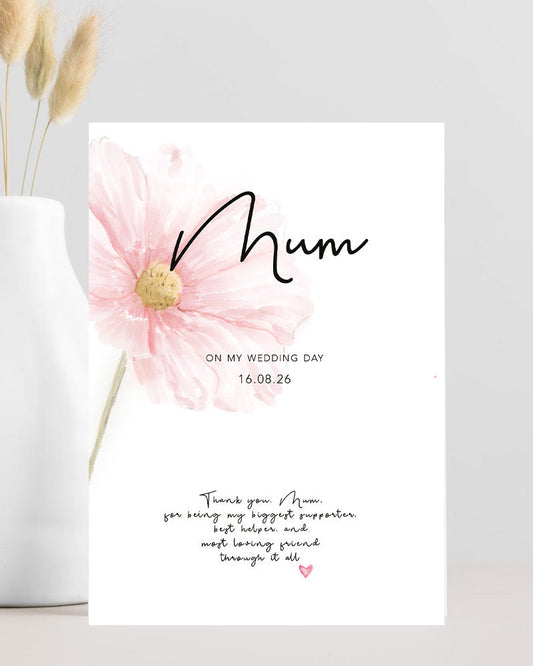 Wedding thank you card from bride to mum thanking her for being the best helper and biggest supporter