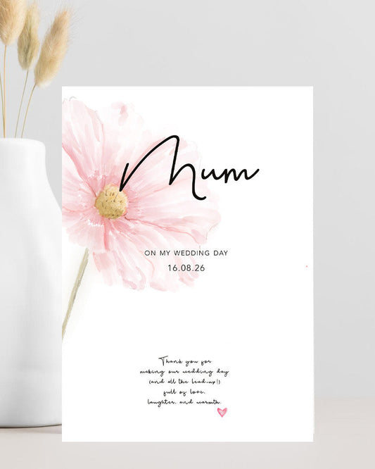 Wedding thank you card for Mum with the caption “Mum, thank you for making our wedding day”