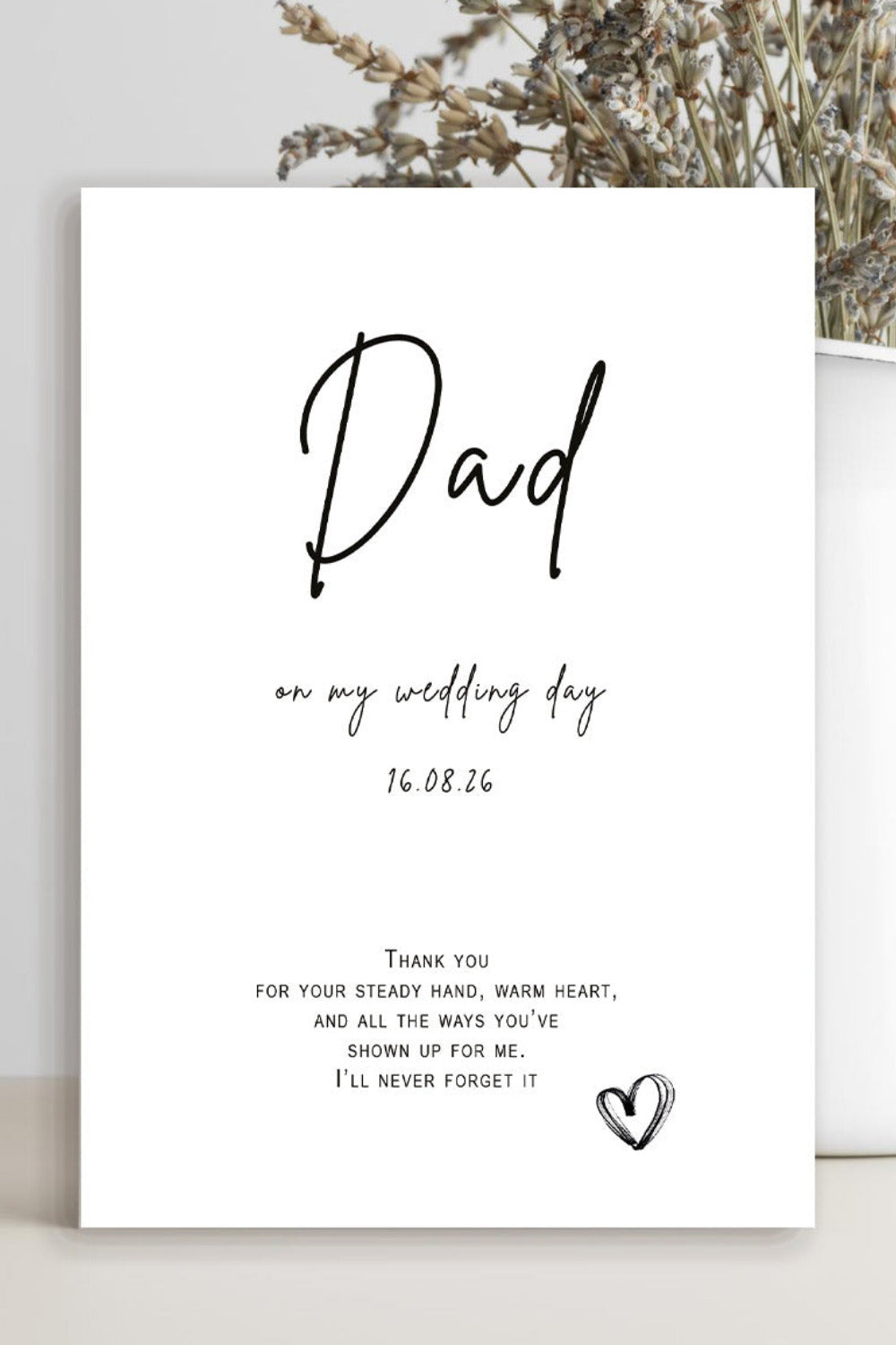 Wedding Thank You Card For  Dad - Steady Hand and Warm Heart