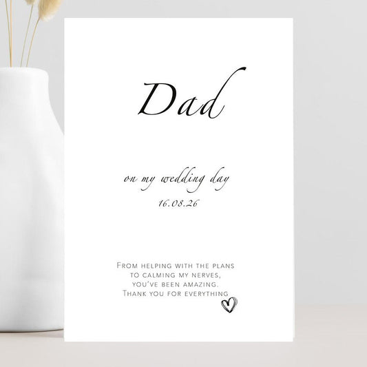 Minimalist wedding thank you card for dad with heartfelt inspiring message