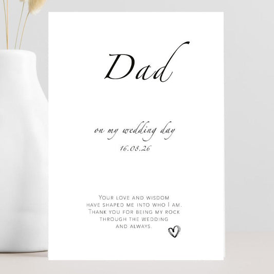 Minimalist wedding thank you card for dad with heartfelt message