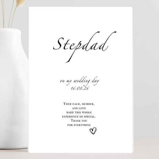 Wedding card for a step dad to show the bride's appreciation