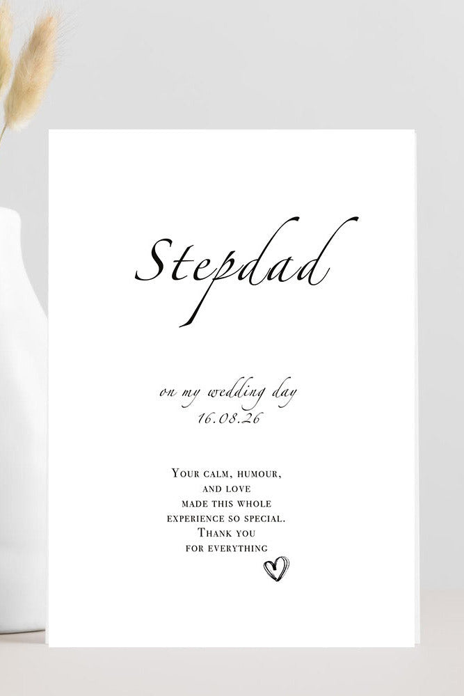 Wedding card for a step dad to show the bride's appreciation