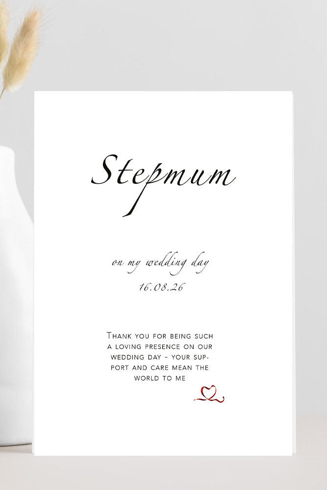 Wedding day stepmum appreciation card.