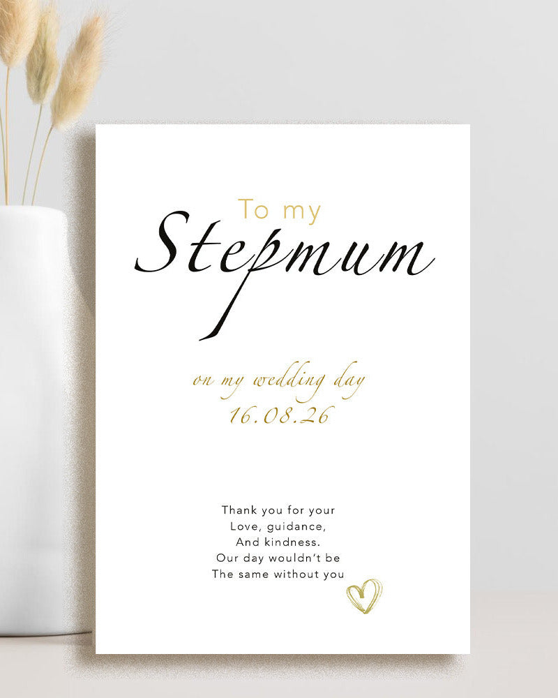 A Stepmum love and guidance wedding day card.