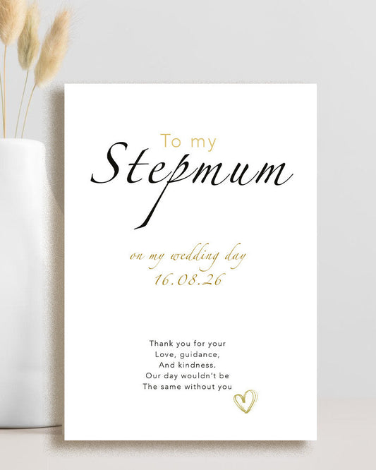 A Stepmum love and guidance wedding day card.