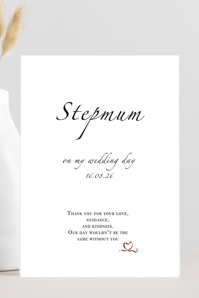 A Stepmum love and guidance wedding day card.