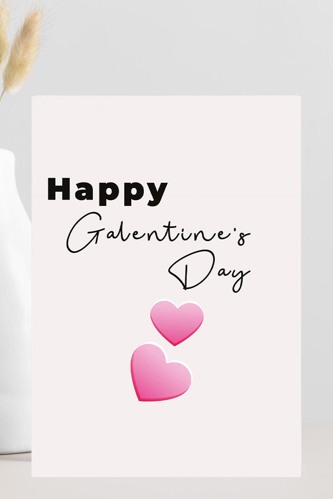 Greeting card with the text “Happy Galentine’s Day,” designed to celebrate friendship and best friends on Valentine’s Day.