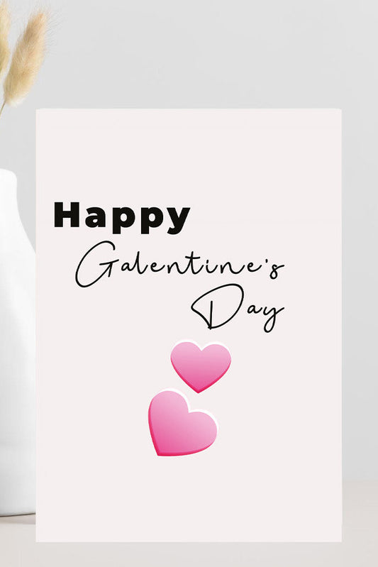 Greeting card with the text “Happy Galentine’s Day,” designed to celebrate friendship and best friends on Valentine’s Day.