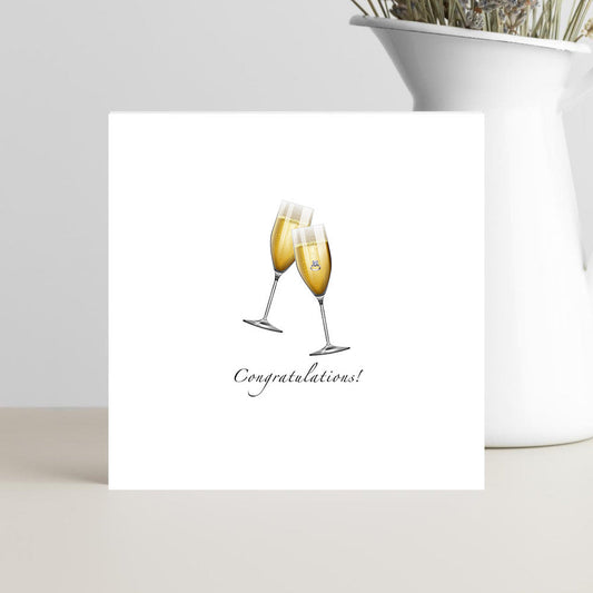 Alt Photo Tag:
engagement card congratulations champagne glasses with ring elegant design for couple