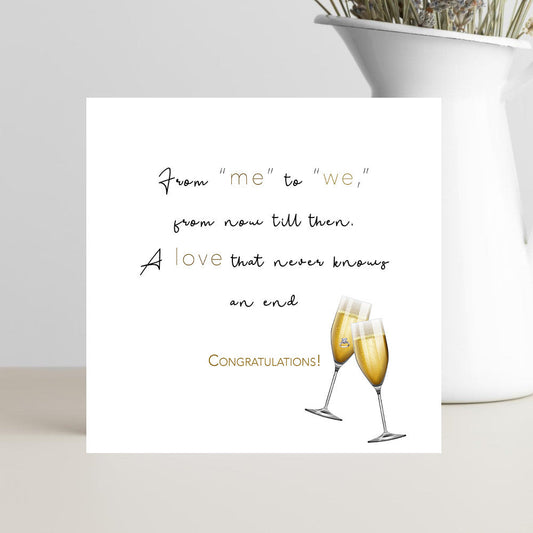 engagement card from me to we from then to now congratulations card for couple
