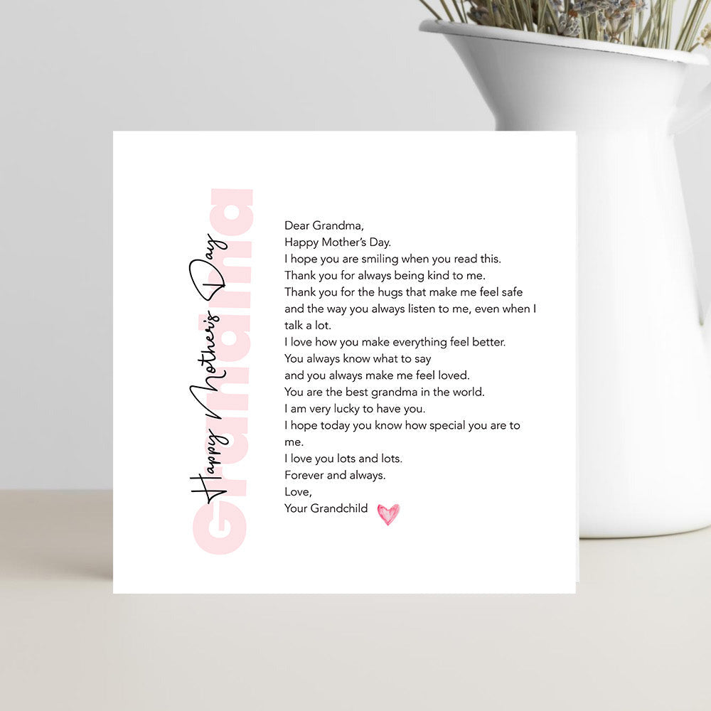 Mother’s Day card for grandma with heartfelt letter design