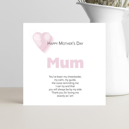 Mother’s Day card for mum with the words you’ve been my cheerleader