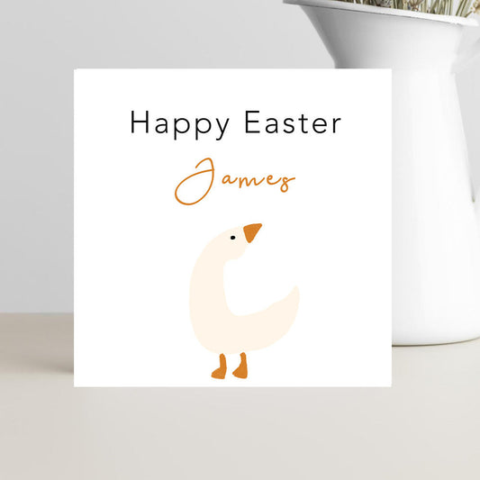 Personalised Children’s Easter Card with Cute Goose Illustration