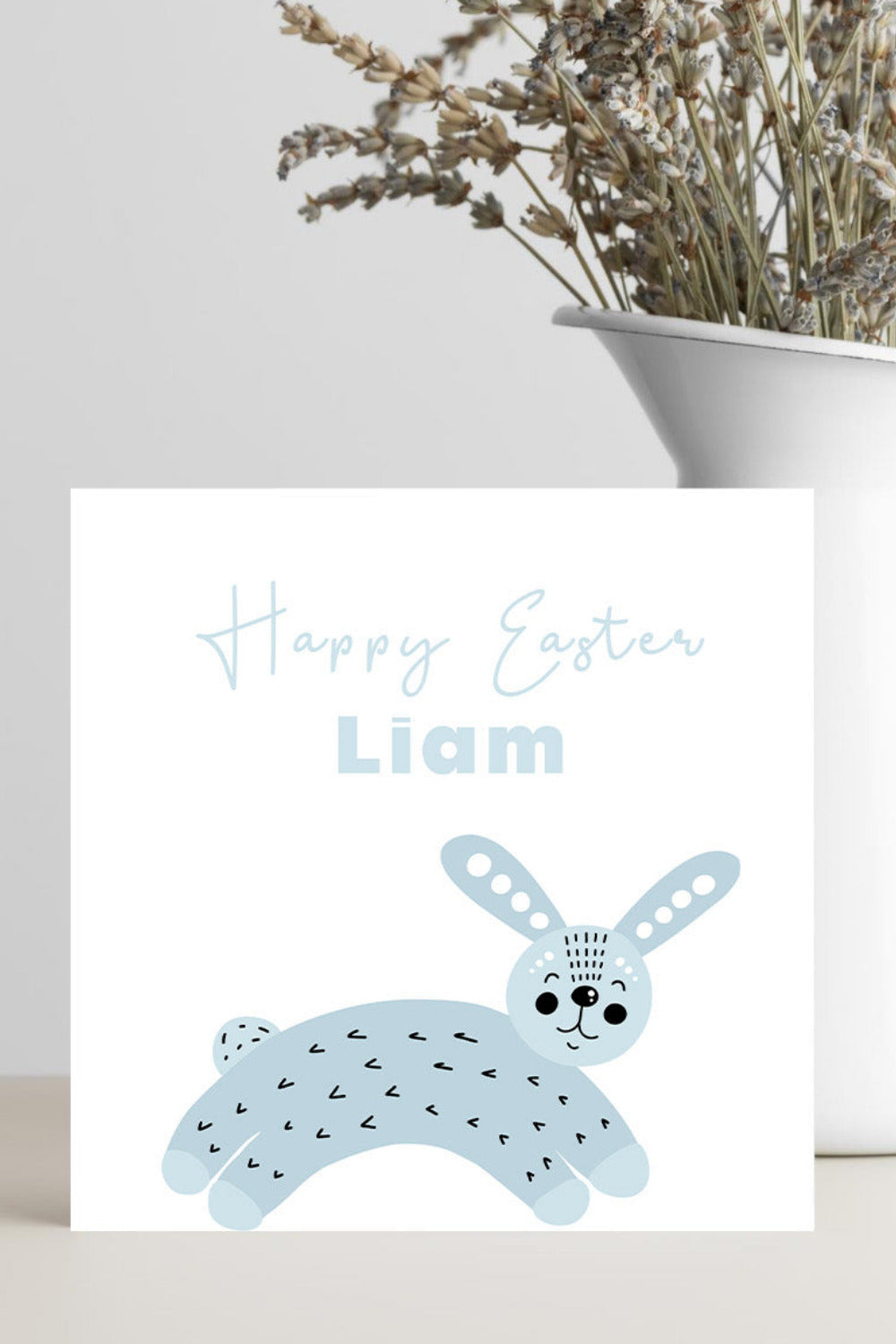 Personalised Children’s Easter Card with Cute Blue Bunny Illustration